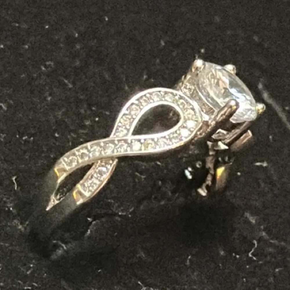 Cubic Zirconia Size 7 Silver-Tone Ring